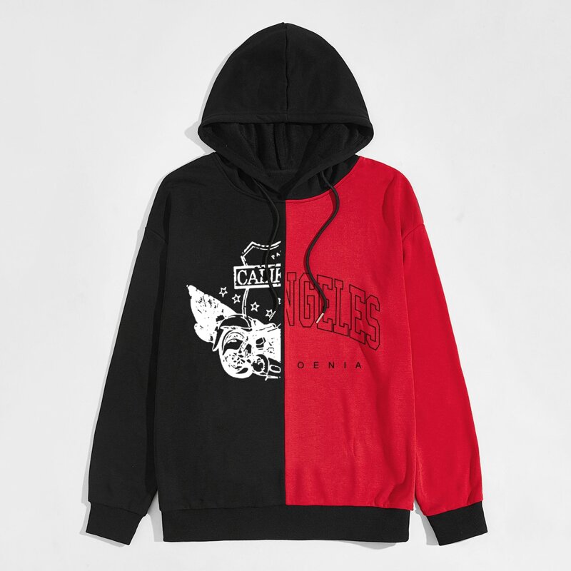 

Guys Letter Colorblock Drawstring Hoodie, Multicolor