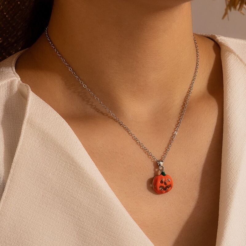 

Pumpkin Lantern Pendant Necklace, Orange