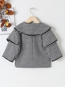女孩千鳥格雙口袋花呢外套 - 黑與白 - 查看 2