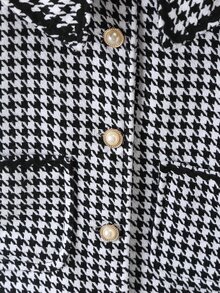 女孩千鳥格雙口袋花呢外套 - 黑與白 - 查看 3