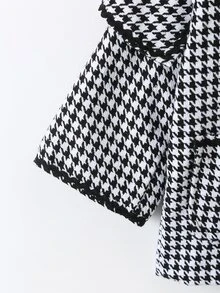 女孩千鳥格雙口袋花呢外套 - 黑與白 - 查看 4