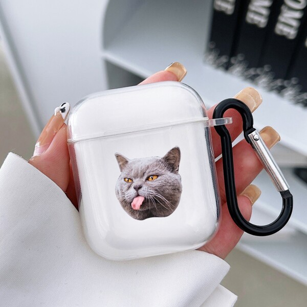

Cat Pattern Case For Airpods, Clear