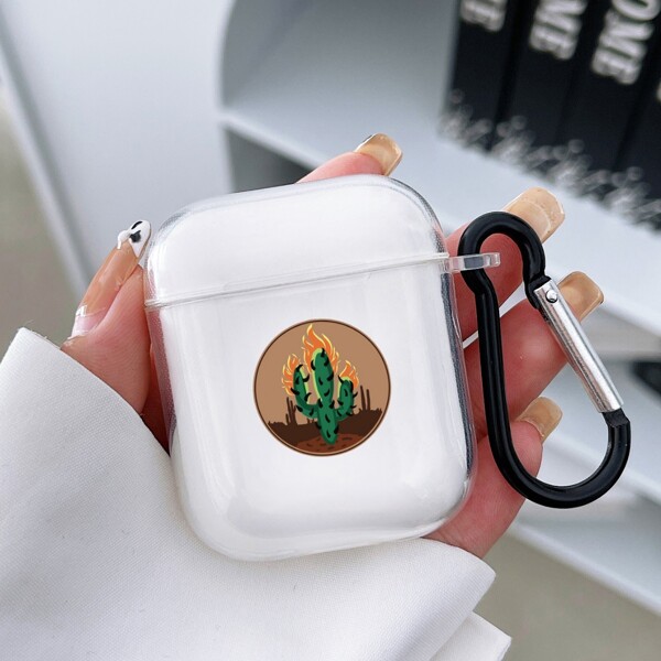 

Чехол для Airpods с принтом кактуса, Прозрачный