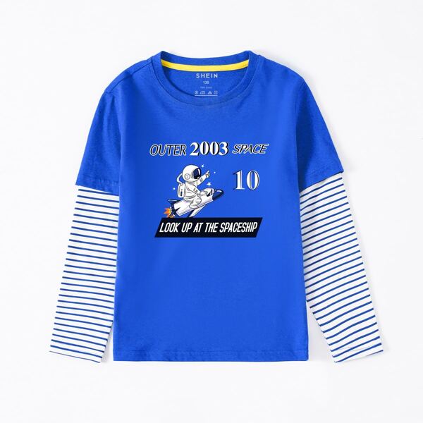

Toddler Boys 2 In 1 Slogan & Astronaut Print Tee, Blue