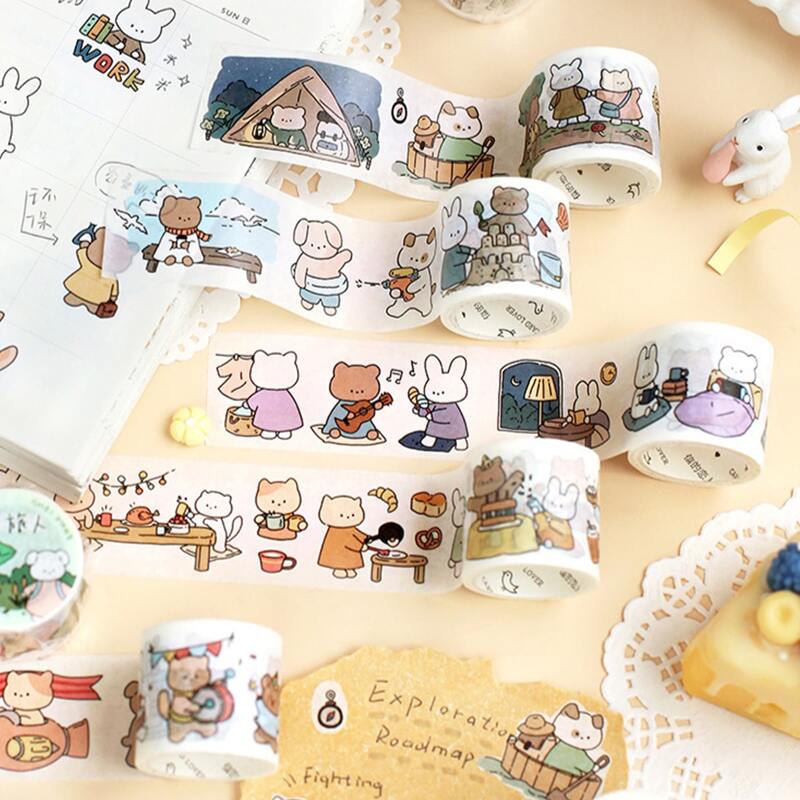 

1roll Cartoon Graphic Random Washi Tape, Multicolor