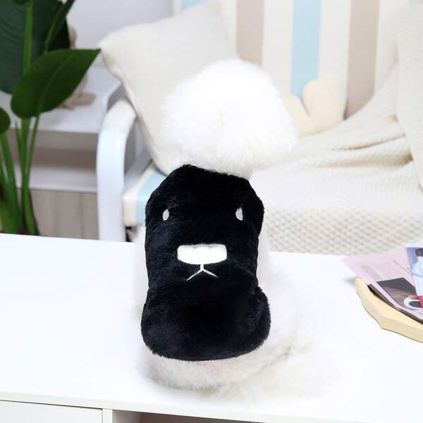 

Cartoon Embroidery Pet Jacket, Black and white