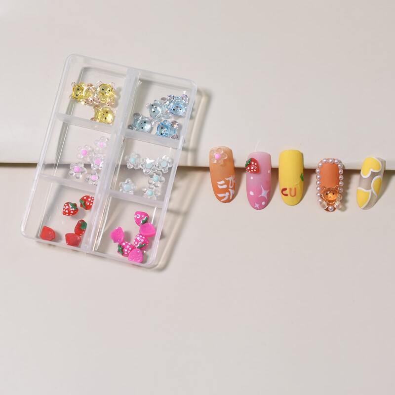 

1box Strawberry & Bear Design Nail Art Decoration, Multicolor