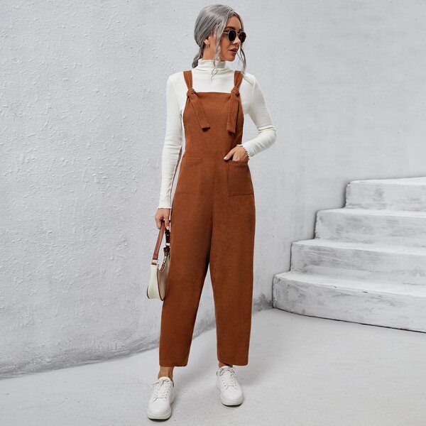 

Pocket Patched Overall Jumpsuit Without Tee, Brown