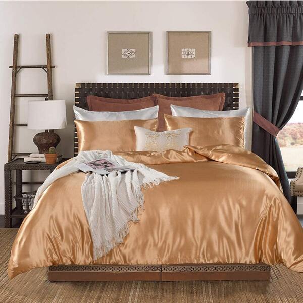 

Satin Duvet Cover Set Without Filler, Gold