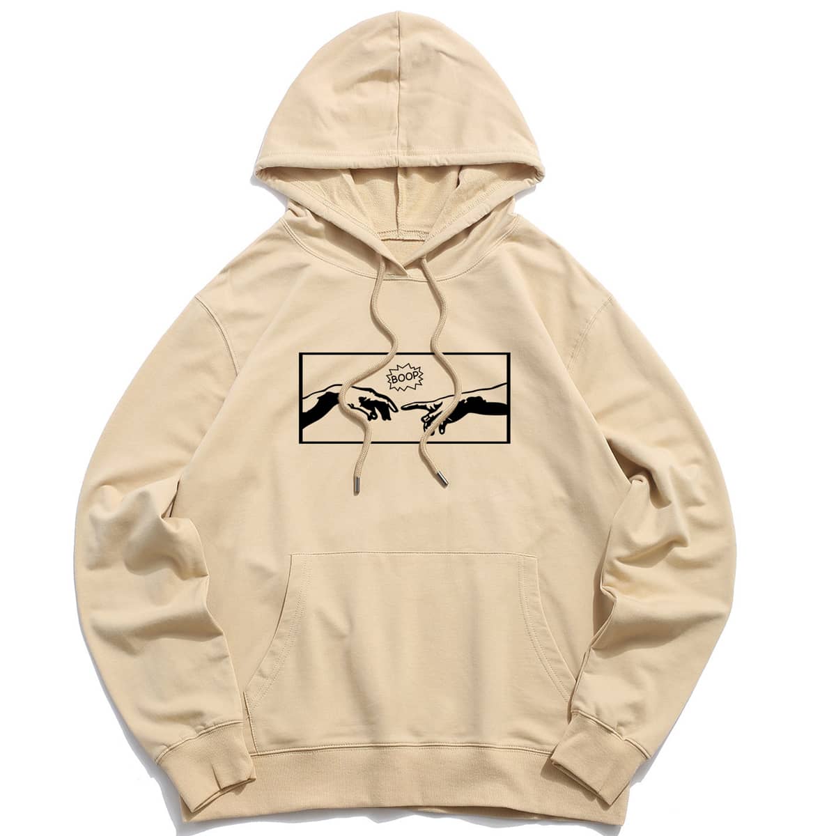 

Guys Figure Print Drawstring Hoodie, Apricot
