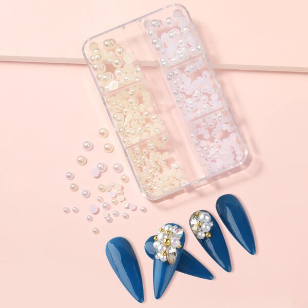 

1box Faux Pearl Nail Art Decoration, White
