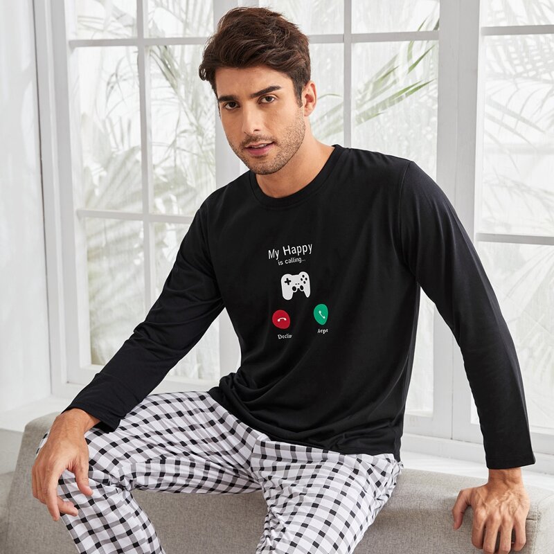 

Guys Letter Graphic Lounge Tee, Black