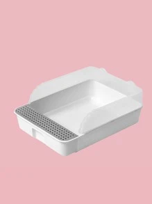 1 pieza Arenero para gato de plástico - Blanco - Ver 3