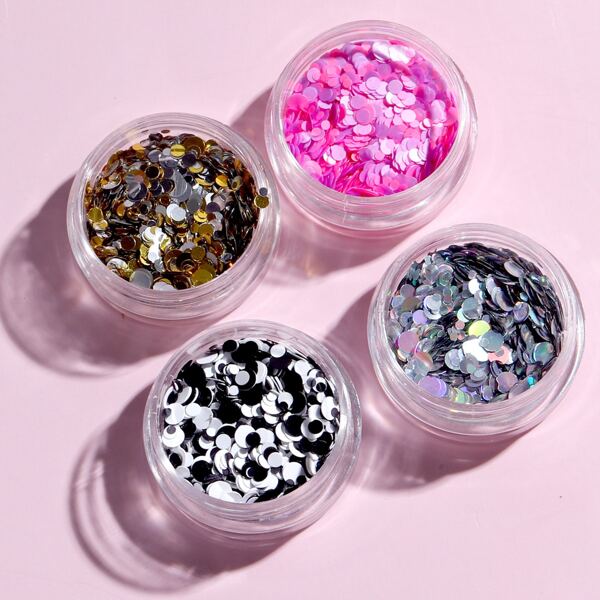 

4boxes Colorful Sequin Nail Art Decoration, Multicolor