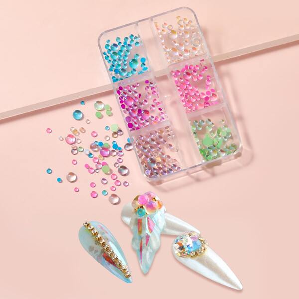 

1box Rhinestone Decor Nail Art Decoration, Multicolor