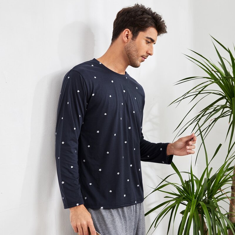 

Guys Star Graphic Lounge Top, Navy blue
