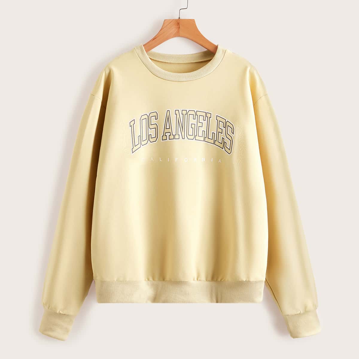 

Letter Drop Shoulder Sweatshirt, Beige