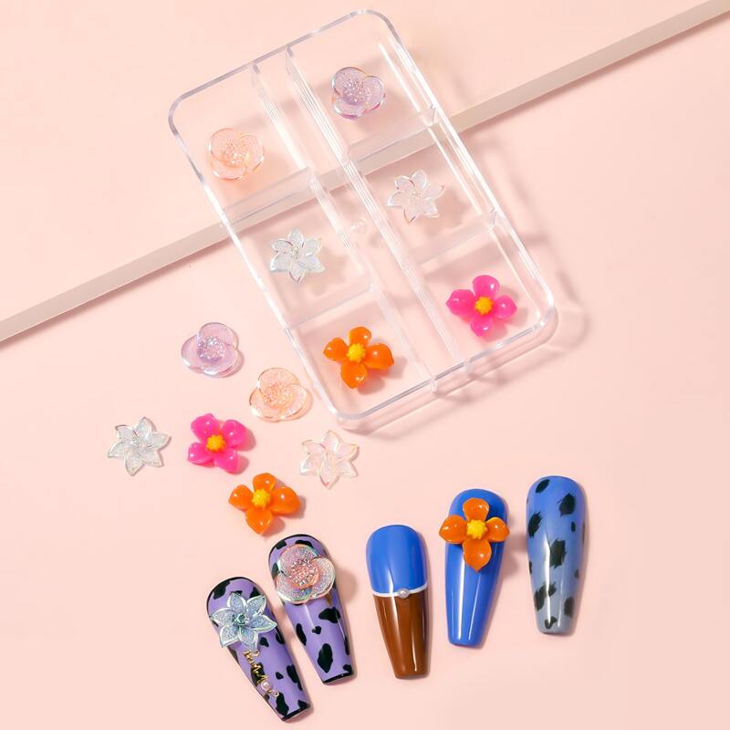 

1box Flower Design Nail Art Decoration, Multicolor