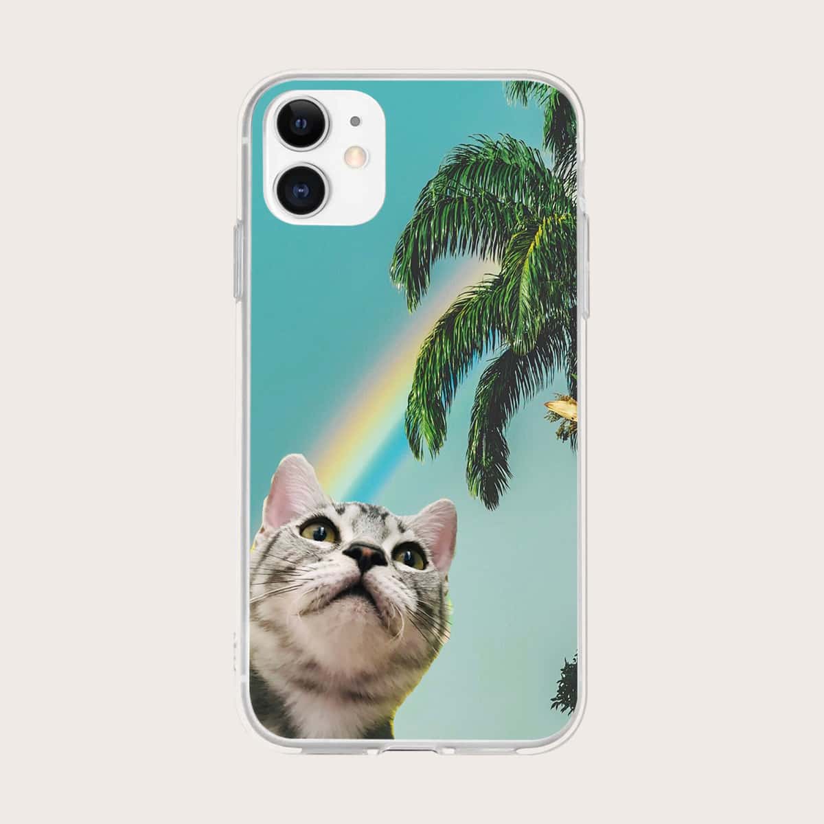 

Cat Print Phone Case, Baby blue
