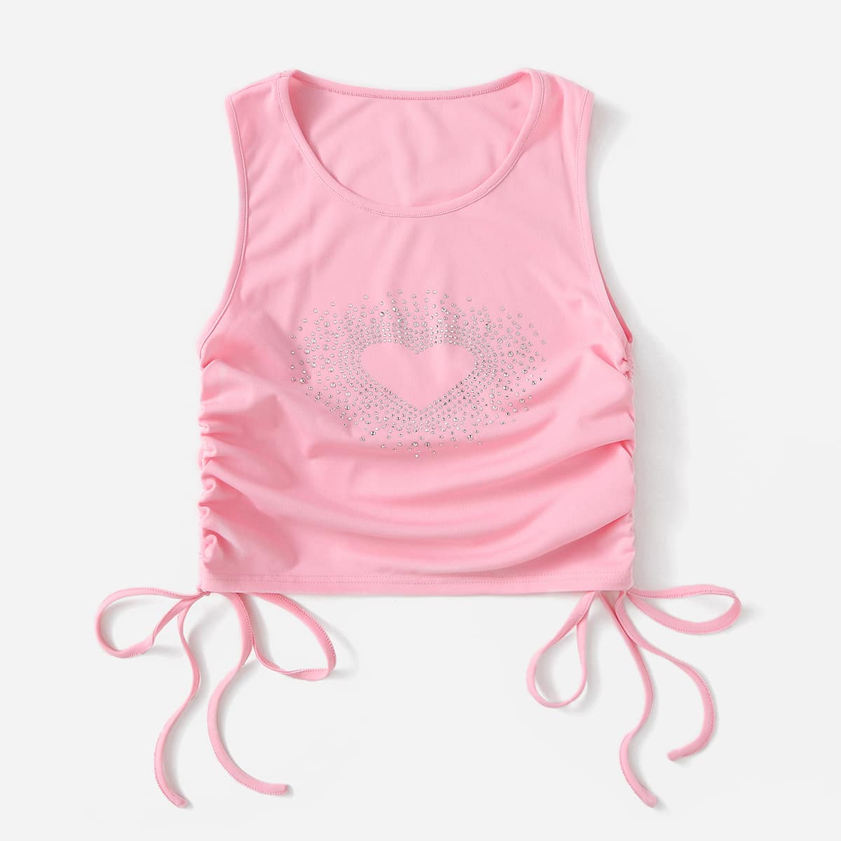 

Letter Graphic Drawstring Tank Top, Baby pink
