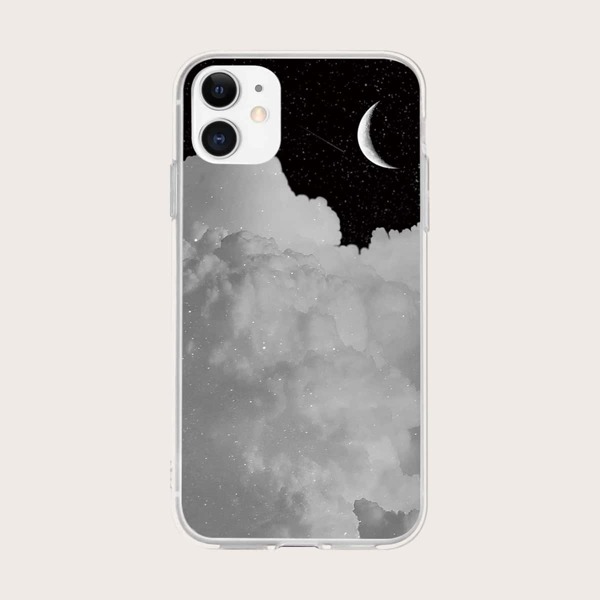 

Moon Pattern Phone Case, Black and white