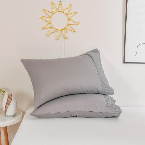 

1pair Plain Pillowcase Without Filler, Grey