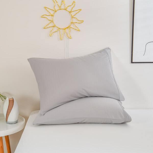 

1pair Plain Pillowcase Without Filler, Light grey