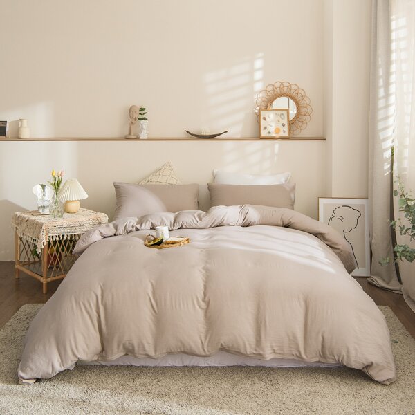 

Plain Bedding Set Without Filler, Apricot