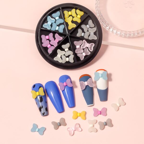 

1box Bowknot Design Nail Art Decoration, Multicolor