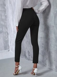 Split Hem Skinny Pants - Black - View 2