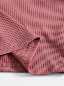 SHEIN EZwear Rib-Knit Crop Halter Top - Watermelon Pink - View 6