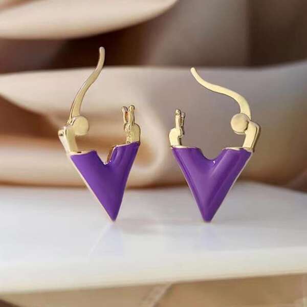 

Minimalist Hoop Earrings, Purple