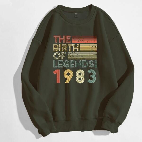 

Plus Slogan Graphic Sweatshirt, Army green