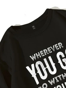 Plus Slogan Graphic Sweatshirt - Black - View 4