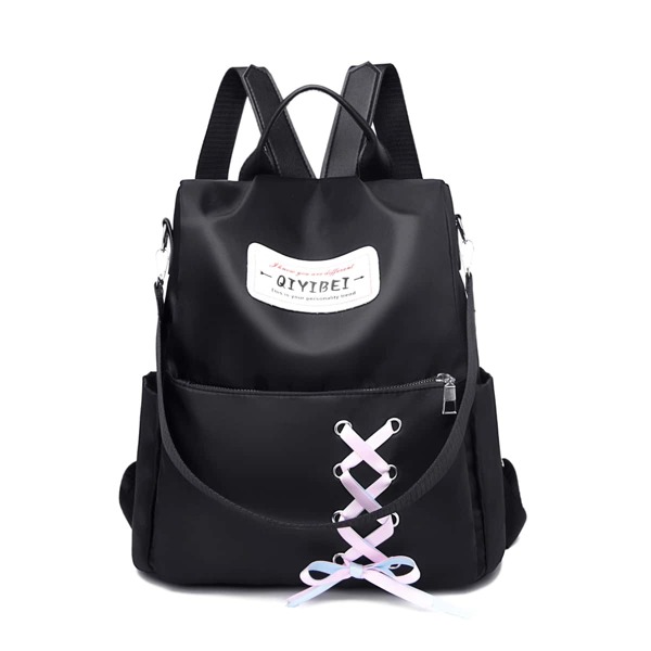 

Letter Patch Large Capacity Backpack, Black
