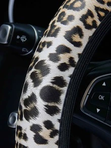 Cubierta de volante de leopardo de coche - Negro - Ver 6