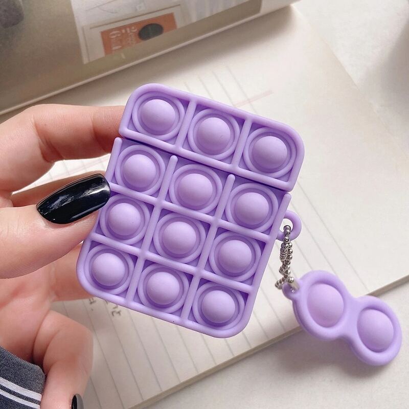 

Push Pop Bubble Fidget Silicone Case For Airpods, Purple