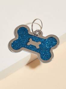 1pc Bone Shaped Glitter powder Pet ID Tag For Decoration
