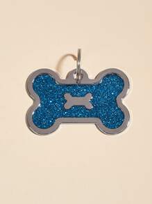 1pc Bone Shaped Glitter powder Pet ID Tag For Decoration