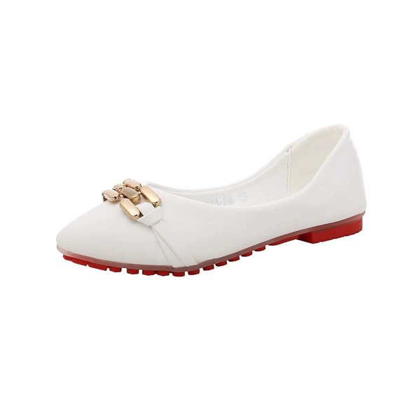 

Girls Chain Decor Ballet Flats, White