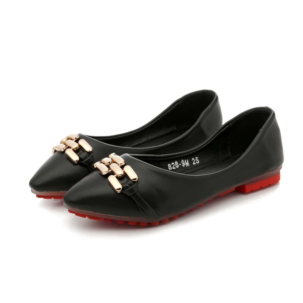 

Girls Chain Decor Ballet Flats, Black