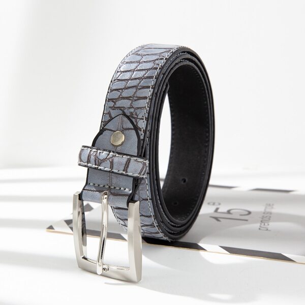 

Men Croc Embossed Belt, Grey