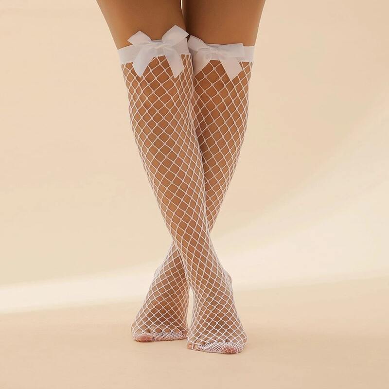 

Bow Decor Stockings, White