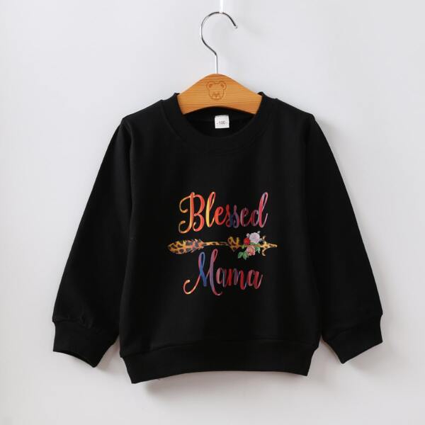 

Toddler Boys Letter & Floral Print Pullover, Black