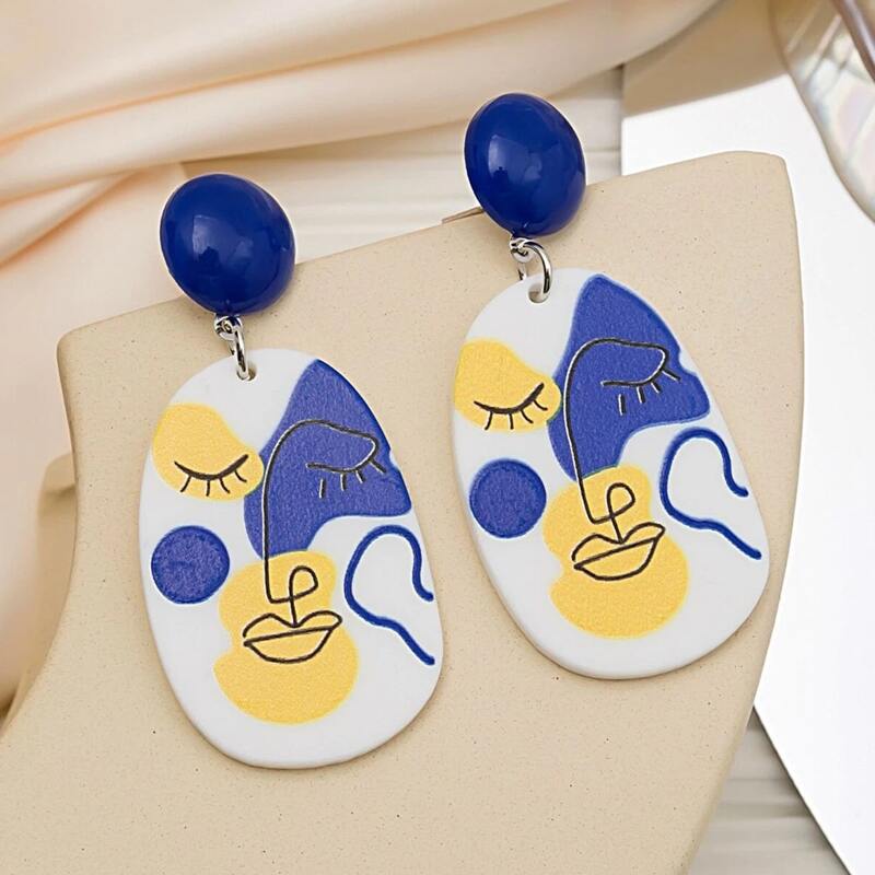 

Figure Graphic Drop Earrings, Blue