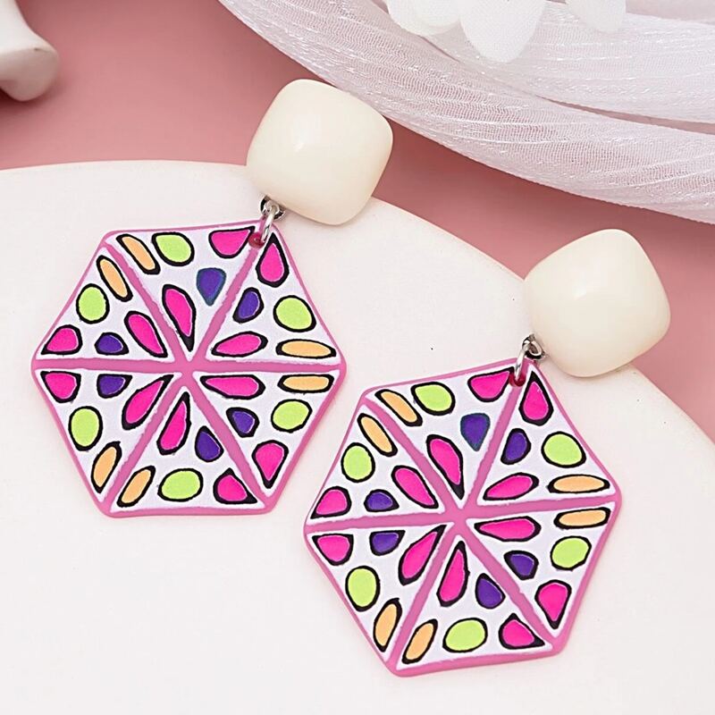 

Colorful Drop Earrings, Hot pink