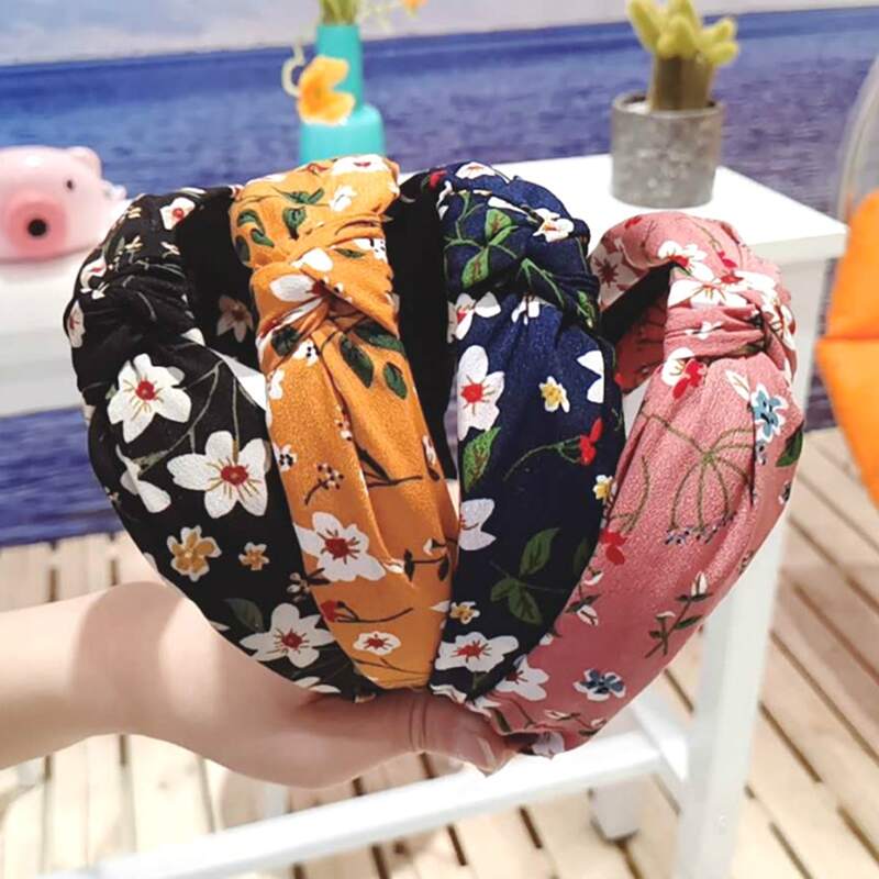 

1pc Random Flower Pattern Hair Hoop, Multicolor