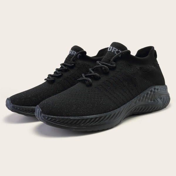 

Men Minimalist Lace Up Front Sneakers, Black