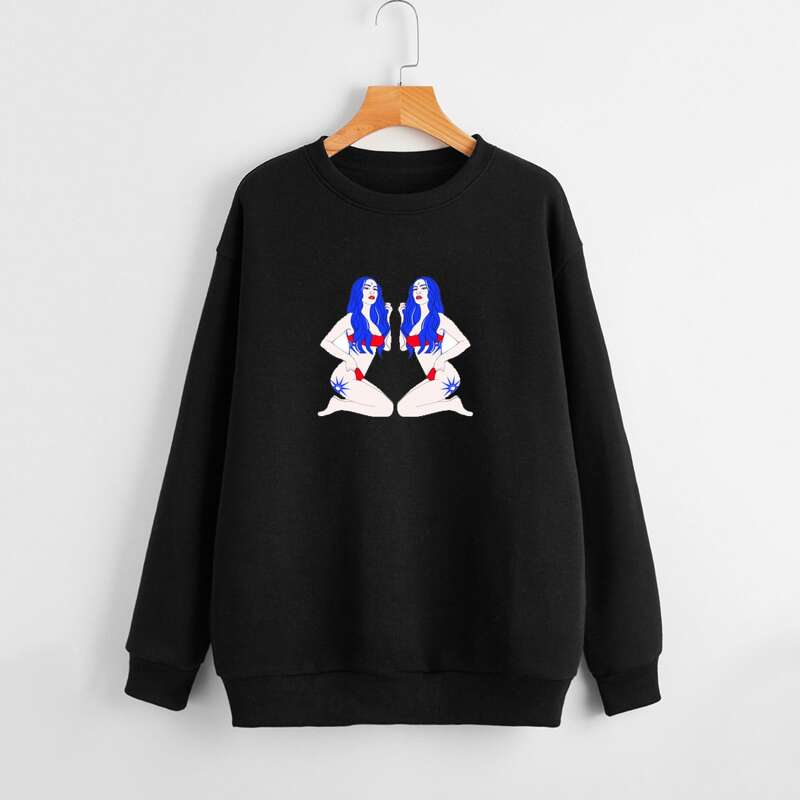 

Figure Graphic Drop Shoulder Sweatshirt, Black