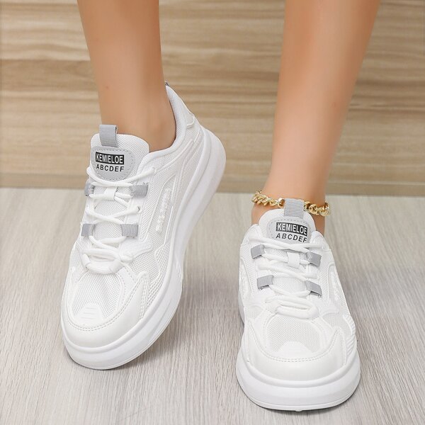 

Minimalist Lace-up Front Low Top Sneakers, White